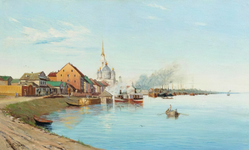 Юдин Сергей Петрович. Вид Рыбинска. Холст, масло. 35,5х59. 1883. Рыбинский государственный историко-архитектурный и художественный музей-заповедник.