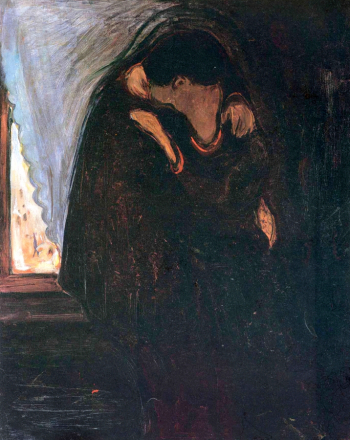 Эдвард Мунк. Страстный поцелуй. Холст, масло. 81х99. 1897. Музей Мунка.