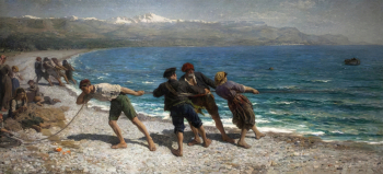 Жюль Бретон. Рыбаки Средиземноморья. Холст, масло. 121х256. 1877. Государственный музей изобразительных искусств имени А.С.Пушкина.