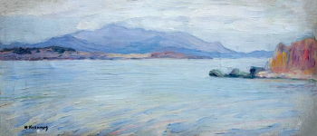 Кузнецов Николай Ефимович. Средиземное море. Холст на картоне, масло. 16,5х35. 1908. Челябинский государственный музей изобразительных искусств.