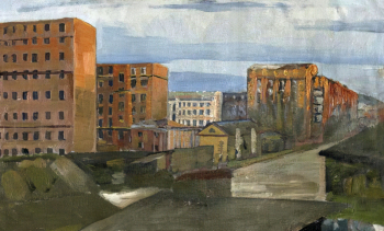 Комшилов Яков Алексеевич. Вид города Мурманска. Холст, масло. 30х51. 20 век. Мурманский областной краеведческий музей.