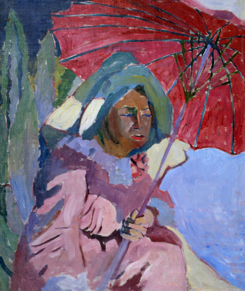 Лентулов Аристарх Васильевич. Женщина под зонтом. Холст, масло. 84х70. 1910. Художественная культура Русского Севера.