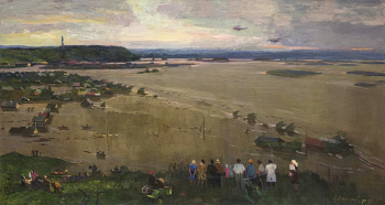 Закиров Анвар Шакирович. Иркутск, наводнение. Холст, масло. 85х176. 1971-1972. Иркутский областной художественный музей имени В.П.Сукачева.