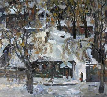 Кузьмин Владимир Александрович. Зимний Иркутск. Холст, масло. 100х109. 1984. Томский областной художественный музей.