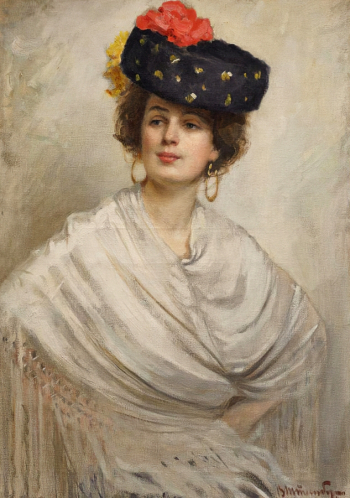 Штембер (Штемберг) Виктор Карлович. Испанка. Холст, масло. 100х70. 1900. Самарский областной художественный музей.