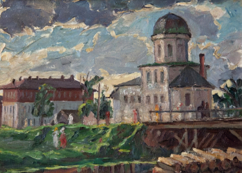 Осипов Борис Иванович. Уголок Йошкар-Олы. Картон, масло. 27х36. 20 век. Республиканский музей изобразительных искусств (Марий Эл).