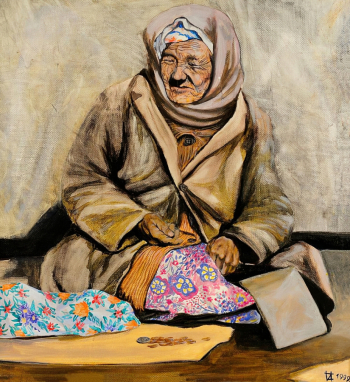 Истомин Павел Александрович. Нищета. Оргалит, масло. 55,5х51. 1999. Нижневартовский краеведческий музей имени Тимофея Дмитриевича Шуваева.