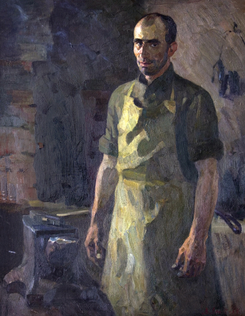 Леонтович Владимир Александрович. Кузнец Керим. Холст, масло. 125х100. 1974. Ставропольский краевой музей изобразительных искусств.