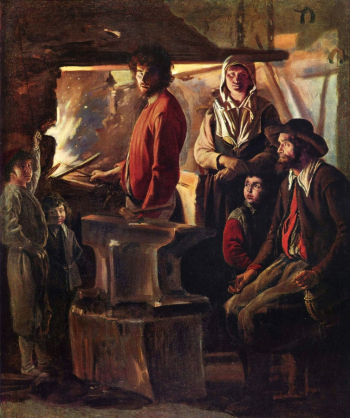 Луи Ленен. Кузнец в своей мастерской. Холст, масло. 69х57. 1600-е. Лувр.