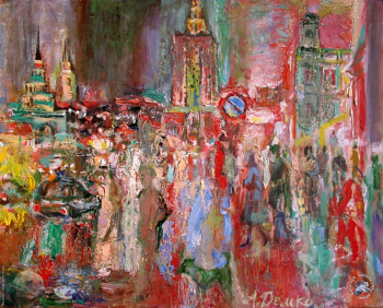 Демко Адольф Иванович. Комсомольская площадь. Холст, масло. 70,5х90,5. 2000. Собрание семьи художника.