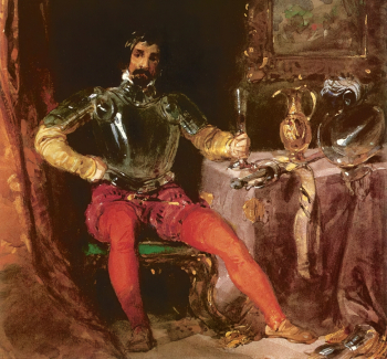 Чарльз Броки. Рыцарь за столом. Бумага, акварель. 12,6х13,5. 1830-е. Венгерская национальная галерея.