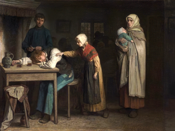 Шарль де Гру. Пьяный в кабаке. Холст, масло. 71х90. 1855-1857. Музей Орсе.