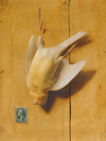 Неизвестный художник. Натюрморт с канарейкой. Холст, масло. 25,5х19,6. 19 век. Рыбинский государственный историко-архитектурный и художественный музей-заповедник.