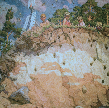 Огарева-Дарьина Галина Петровна. Ласточки. Холст, масло. 130х130. 1963. Екатеринбургский музей изобразительных искусств.