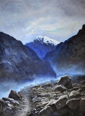 Лагорио Лев Феликсович. Горное ущелье. Холст, масло. 45,5х34,5. 1899. Национальный художественный музей Республики Саха (Якутия).