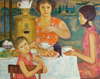 Задонский Николай Константинович. Чаепитие. Холст, масло. 100х130. 1972. Картинная галерея (Красноармейск).