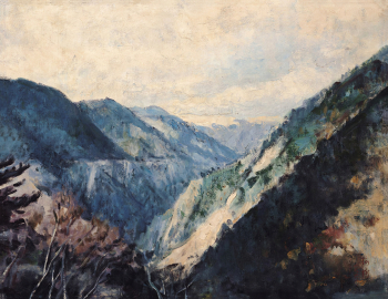 Ли Мэй-шу. Тайваньская гора Юйшань. Холст, масло. 45,5х53. 1968. Мемориальная галерея Ли Мэй-шу.