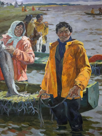 Овчаров Виктор Петрович. Рыбаки Ямала. Холст, масло. 170х130. 1986. Музей изобразительных искусств (Тюмень).