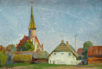Ёлкин Пётр Васильевич. Остров Визинтея, ГДР. Картон, масло. 24х35. 1979. Удмуртский республиканский музей изобразительных искусств.