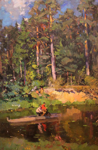 Герасимов Сергей Васильевич. На рыбалке. Холст, масло. 120,5х80,3. 1920-е. Историко-краеведческий музей (Можайск).