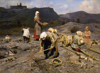 Касаткин Николай Алексеевич. Сбор угля бедными на выработанной шахте. Холст, масло. 80,3х107. 1894. Государственный Русский музей.