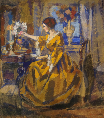 Зайцев Николай Семёнович. Перед зеркалом. Картон, темпера. 53х47. 1918. Екатеринбургский музей изобразительных искусств.