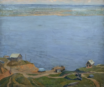 Решедько Владимир Михайлович. Паром. Холст, масло. 49х58. 1975. Государственный музей-заповедник С.А.Есенина.
