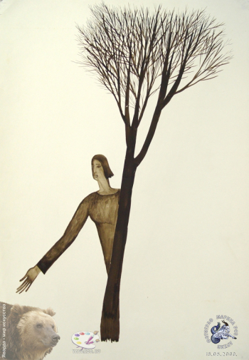 Савельева Любовь Ивановна. Серия `Деревья`. Бумага, темпера. 60х40. 1979. Авторское собрание.