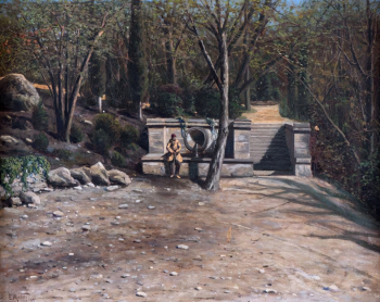 Шебеко Елизавета Николаевна. Пейзаж у фонтана. Холст, масло. 1889. Государственный музей-заповедник Зарайский кремль.