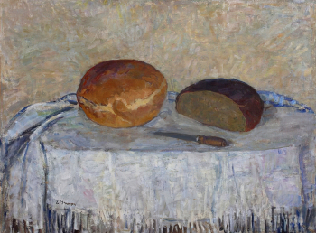 Малеина Евгения Алексеевна. Два хлеба. Холст на картоне, масло. 89х120. 1960-е. Пермская государственная художественная галерея.