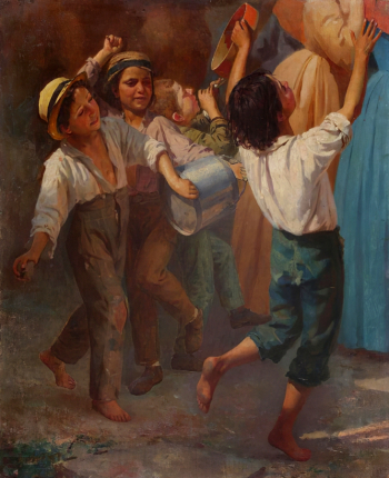 Карнеев Аким Егорович. Группа мальчиков. Холст, масло. 50х41. 1865. Пермская государственная художественная галерея.