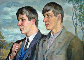 Смирнов Глеб Борисович. Братья-студенты. Картон, масло. 49х65. 1971. Соликамский краеведческий музей.