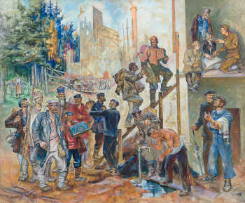 Соколов-Скаля Павел Петрович. Фабрика людей. Холст, масло. 151х181. 1931. Краснодарский краевой художественный музей имени Ф.А.Коваленко.
