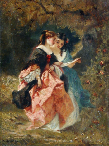 Луи Деведе. Чтение письма. Холст, масло. 32х24. 1850-е. Государственный Эрмитаж.
