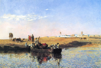Эдвин Лорд Уикс. Речная сцена в Марокко. Холст, масло. 60х91. 1879. Частная коллекция.