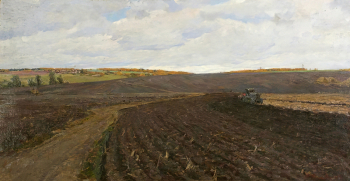 Рычагов Сергей Петрович. Колхозные поля. Холст, масло. 74х147. 1951. Пермская государственная художественная галерея.