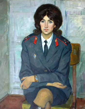 Дрезнина Вера Александровна. Портрет инспектора милиции Л.Петуховой. Холст, масло. 93х73. 1972. Музей изобразительных искусств (Тюмень).