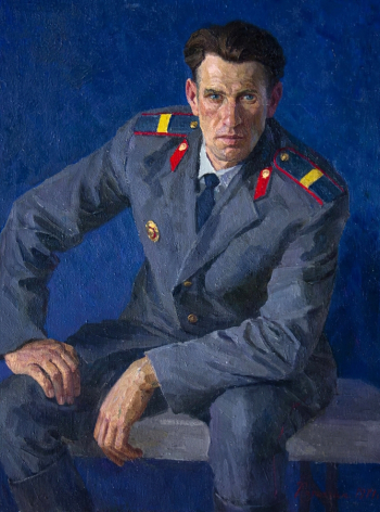 Казанчан Корюн Геворкович. Отличник милиции старший сержант Лозовский Р.С. Холст, масло. 120х90. 1971. Ставропольский краевой музей изобразительных искусств.