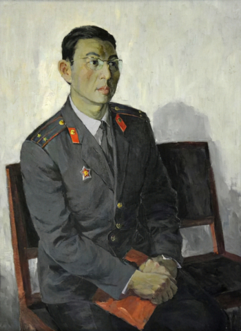 Хлебников Григорий Семёнович. Лейтенант милиции Чаптыков. Холст, масло. 112х83. 1985. Минусинский региональный краеведческий музей имени Н.М.Мартьянова.