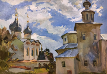 Беднов Виктор Алексеевич. Иверский монастырь. Холст, масло. 46х66,3. 1991. Пензенская областная картинная галерея имени К.А.Савицкого.