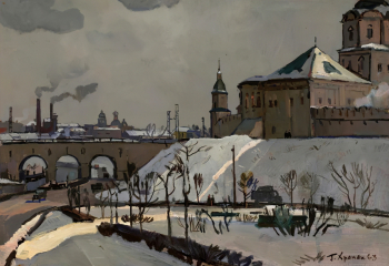 Храпак Георгий Васильевич. Андроников монастырь. Картон, темпера. 51,5х73. 1963. Музейное объединение `Музей Москвы`.