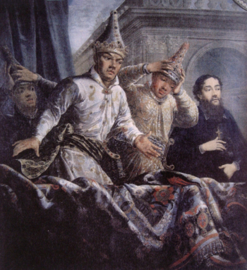 Жак Вигуру Дюплесси. Сиамские послы в Париже. Холст, масло. 160х140. 1715. Аббатство Шали.