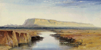 Эдвард Лир. Вид Гвалиора. Холст, масло. 23,5х46,3. 1840. Частная коллекция.