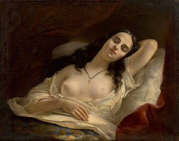Плюшар Евгений Александрович. Спящая римлянка. Холст, масло. 64х80. 1800-е. Дальневосточный художественный музей.