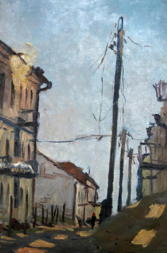 Дмитриевский Виктор Константинович. Разрушенный Минск. Холст, масло. 35х23,6. 20 век. Череповецкое музейное объединение.