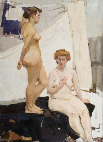 Тюленев Виталий Иванович. Две натурщицы. Холст, масло. 150х110,5. 1961. Научно-исследовательский музей при Российской академии художеств.