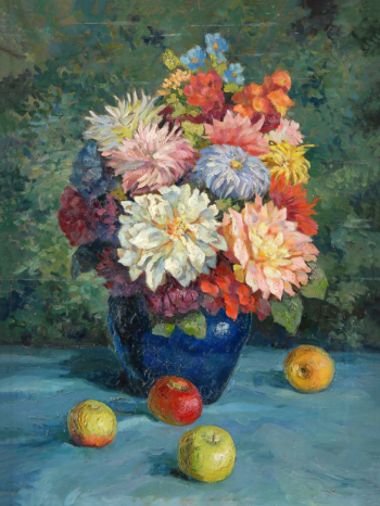 Степанов Александр Фёдорович. Георгины. Холст, масло. 82х63. 1959. Оренбургский областной музей изобразительных искусств.