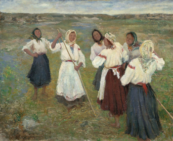 Фешин Николай Иванович. Чувашские девушки. Холст, масло. 80х98. Начало 20 века. Волгоградский областной музей изобразительных искусств.