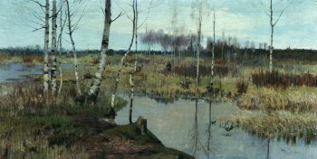 Берггольц Ричард Александрович. Весенний пейзаж. Холст, масло. 70х142. Омский областной музей изобразительных искусств имени М.А.Врубеля.