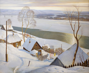 Крыжевский Ян Юлианович. Уфимские горизонты (Конец Архирейки). Оргалит, масло. 132х165. 1974-1975. Башкирский государственный художественный музей имени М.В.Нестерова.